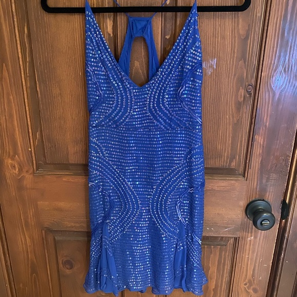Women’s Free People Blue Sequin Dress Size 4 - Picture 3 of 8